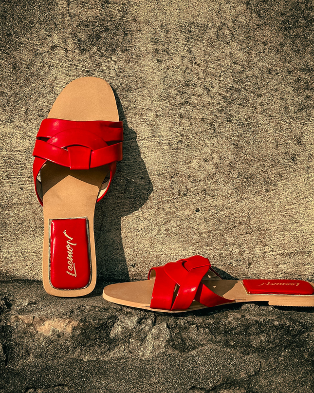 Crisscross Comfort Slides - Red