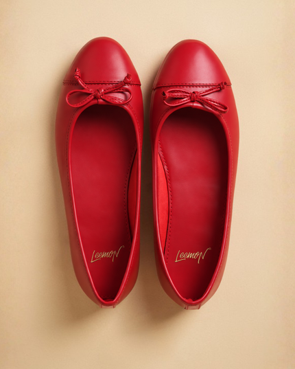 Comfort Bow Ballet Pumps - Red