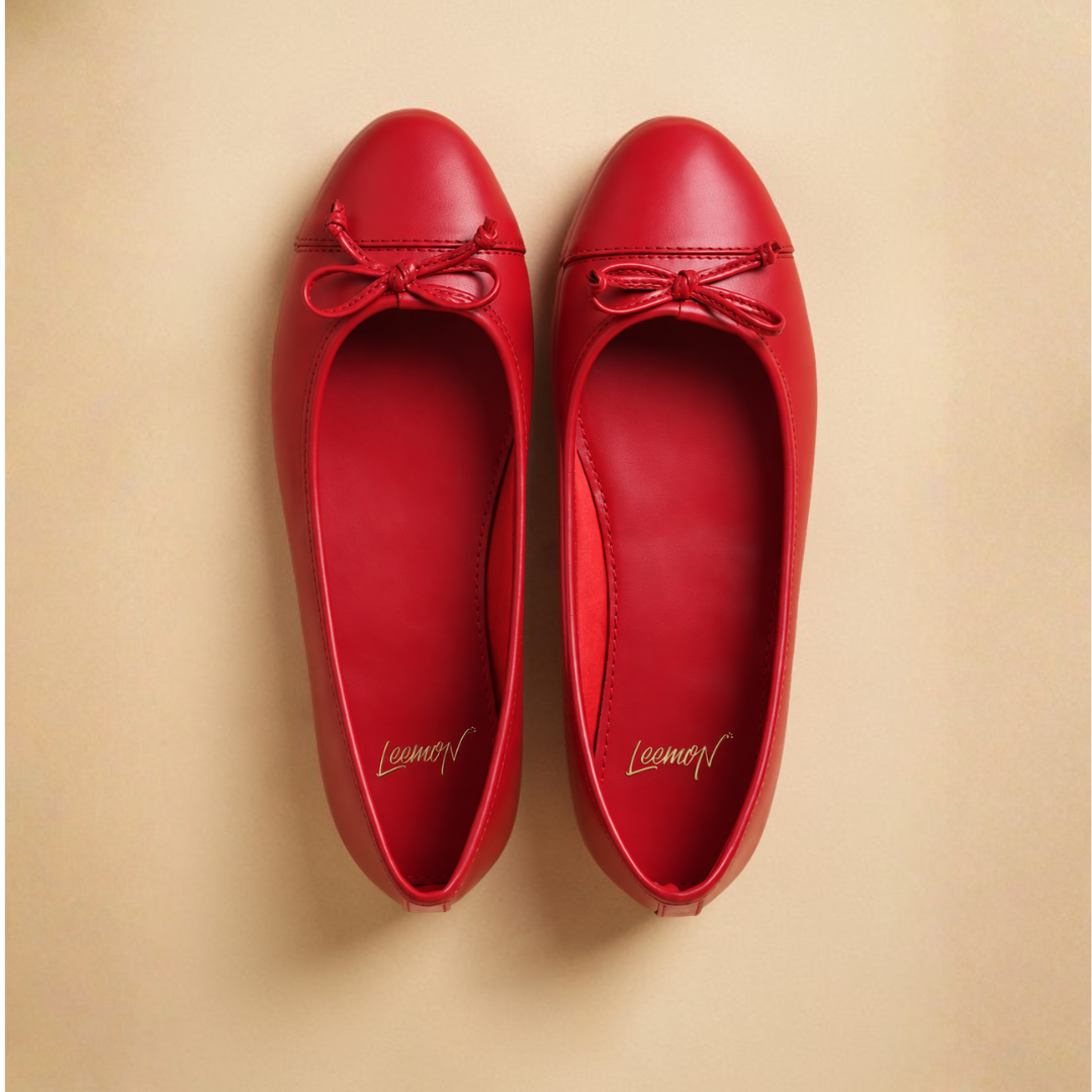 Comfort Bow Ballet Pumps - Red