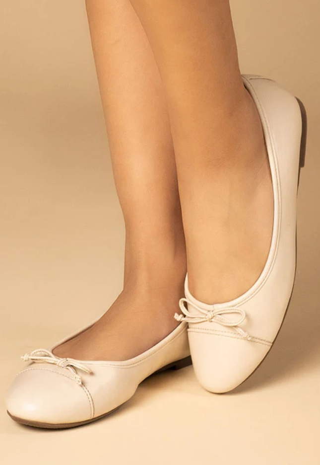 Comfort Bow Ballet Pumps - White