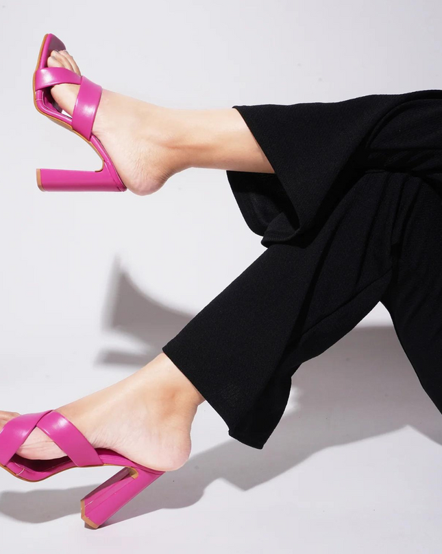 Ava Crisscross Heeled Sandal - Pink