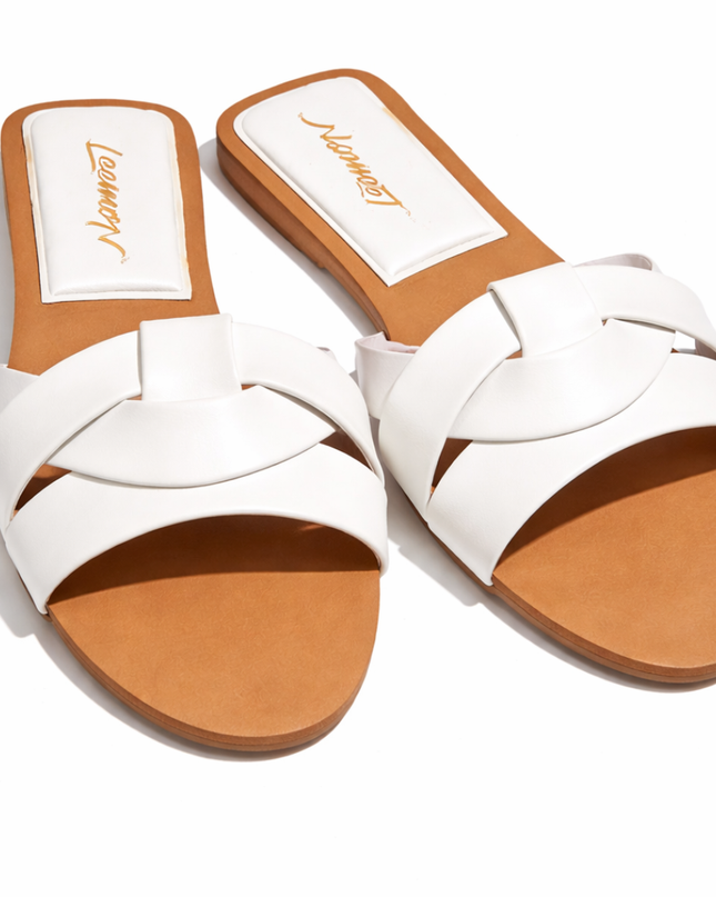 Crisscross Comfort Slides- White