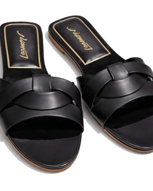 Crisscross Comfort Slides - Black