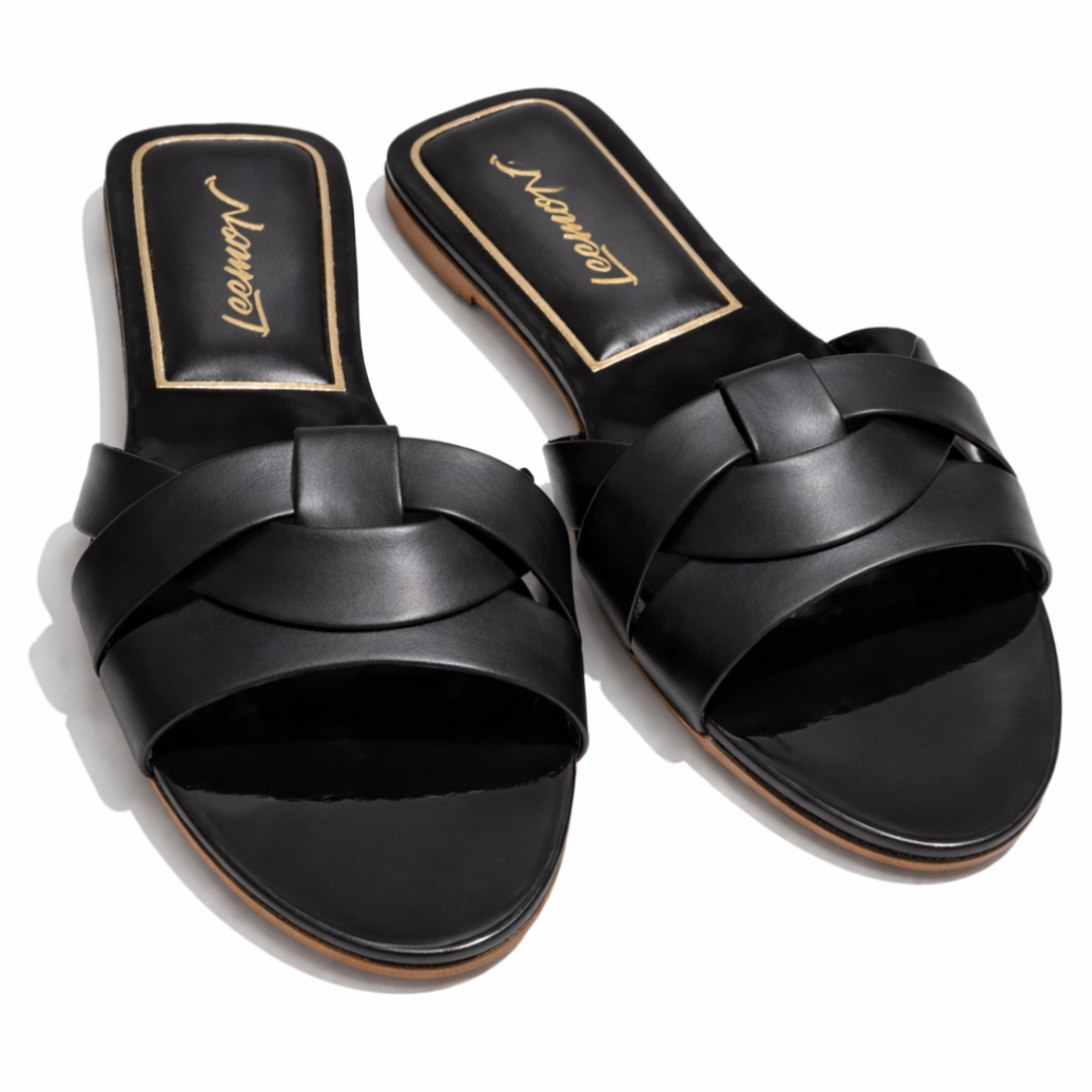 Crisscross Comfort Slides - Black