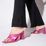 Ava Crisscross Heeled Sandal - Pink