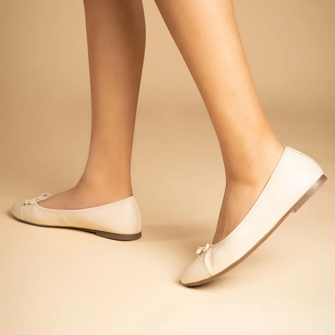 Comfort Bow Ballet Pumps - White