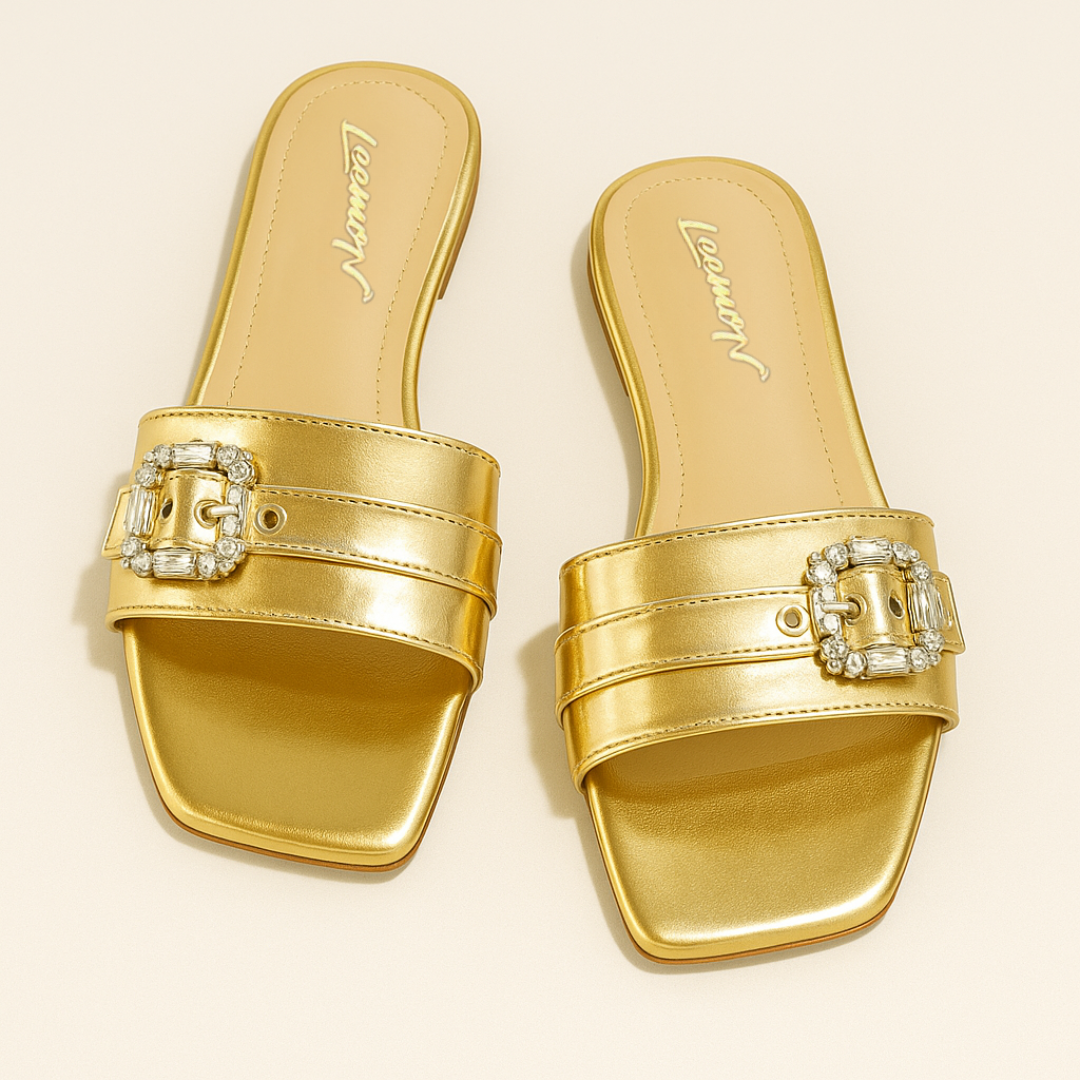 Neylana Flat Sandals- Gold