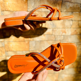 Knotted Embellished Flat Sandals-Orange