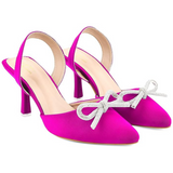 Bow Applique Kitten Sandals - Royal Pink