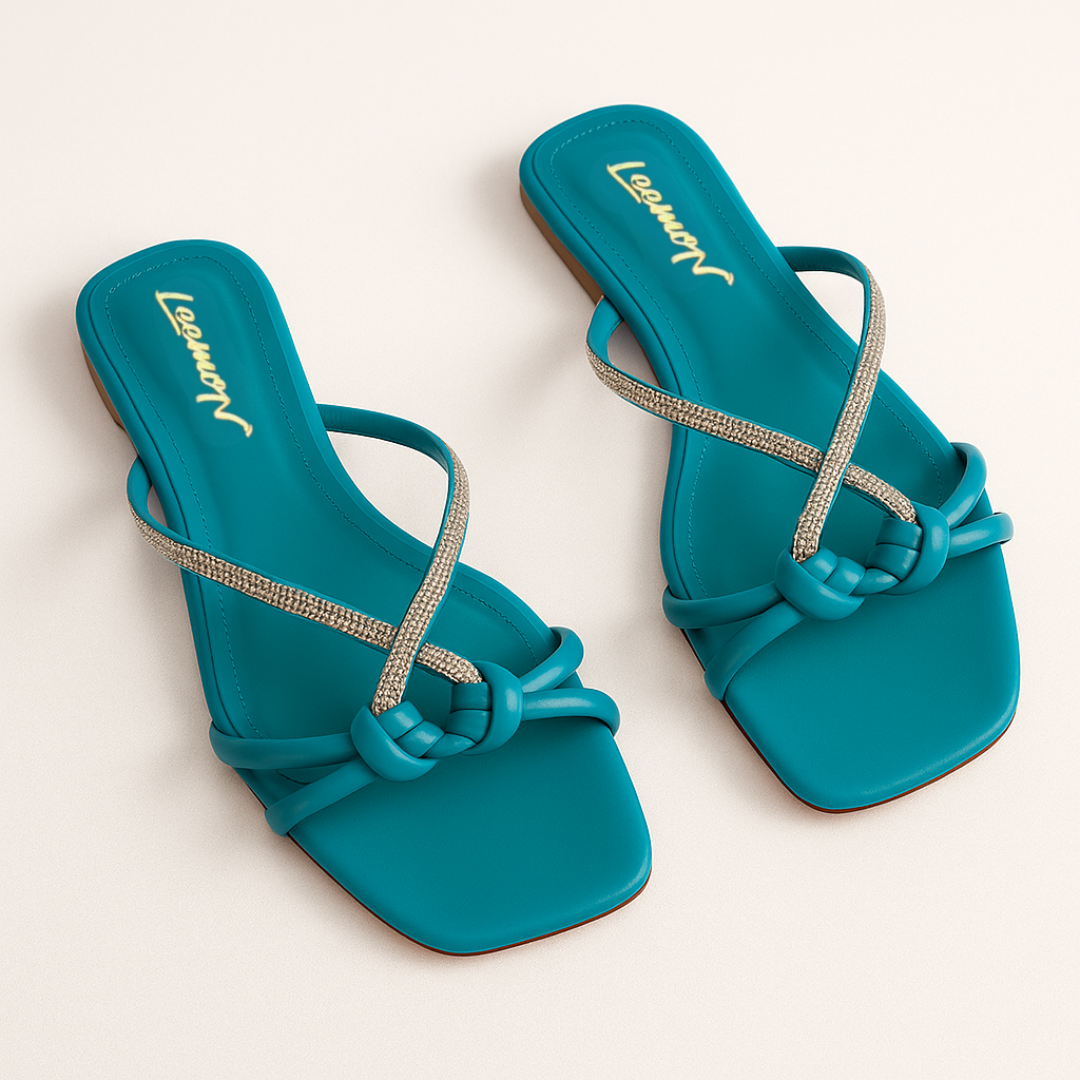 Knotted Embellished Flat Sandals-Green