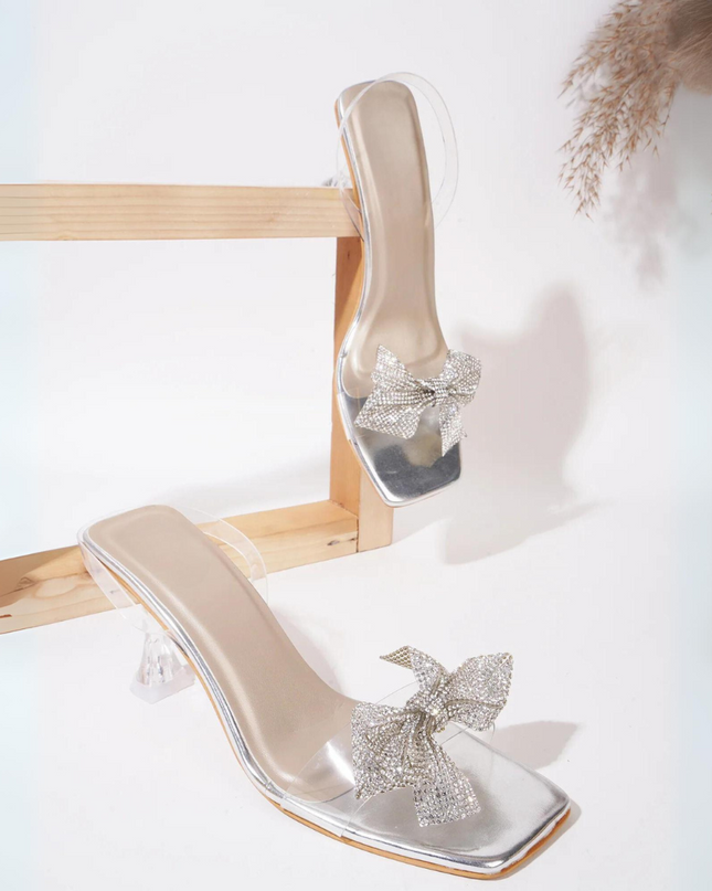 Knotted Charm Heels Transparent