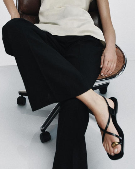 Aurelia Gold Toe Ring Sandals - Black