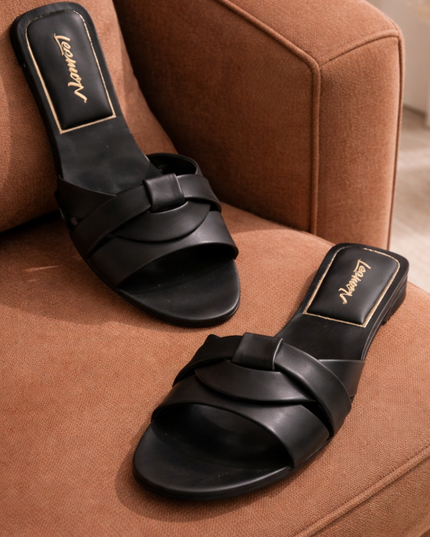 Crisscross Comfort Slides - Black
