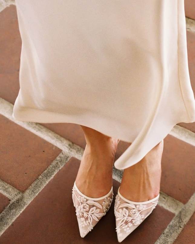 Luxury Embroidered Slingback- White