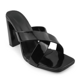 Ava Crisscross Heeled Sandal - Black