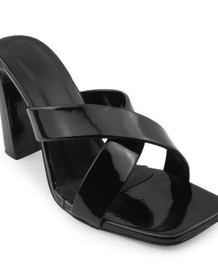 Ava Crisscross Heeled Sandal - Black