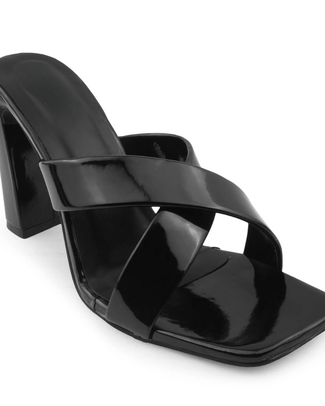 Ava Crisscross Heeled Sandal - Black
