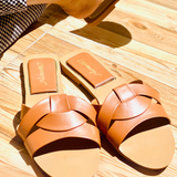 Crisscross Comfort Slides- Brown