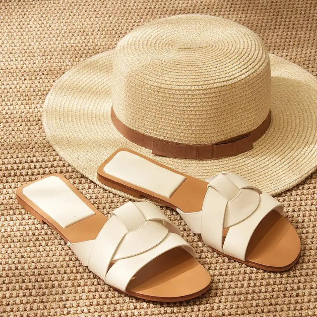 Crisscross Comfort Slides- White - Main Image