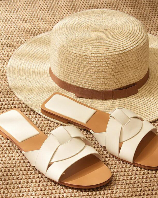 Crisscross Comfort Slides- White