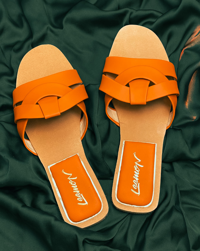 Crisscross Comfort Slides - Orange
