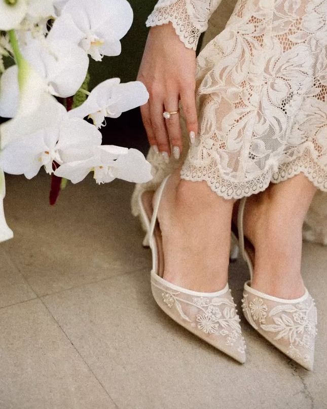 Luxury Embroidered Slingback- White