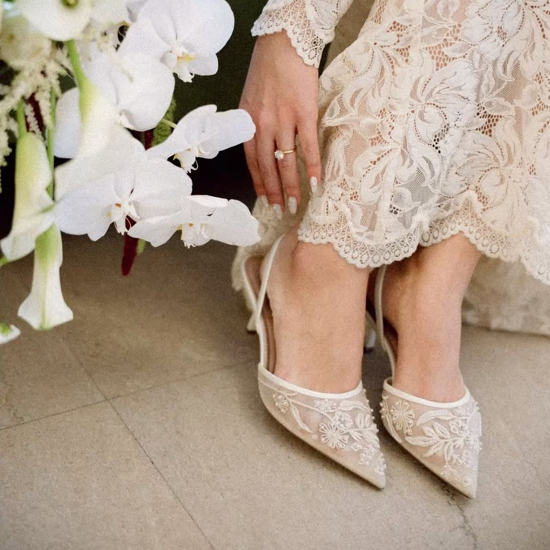 Luxury Embroidered Slingback- White