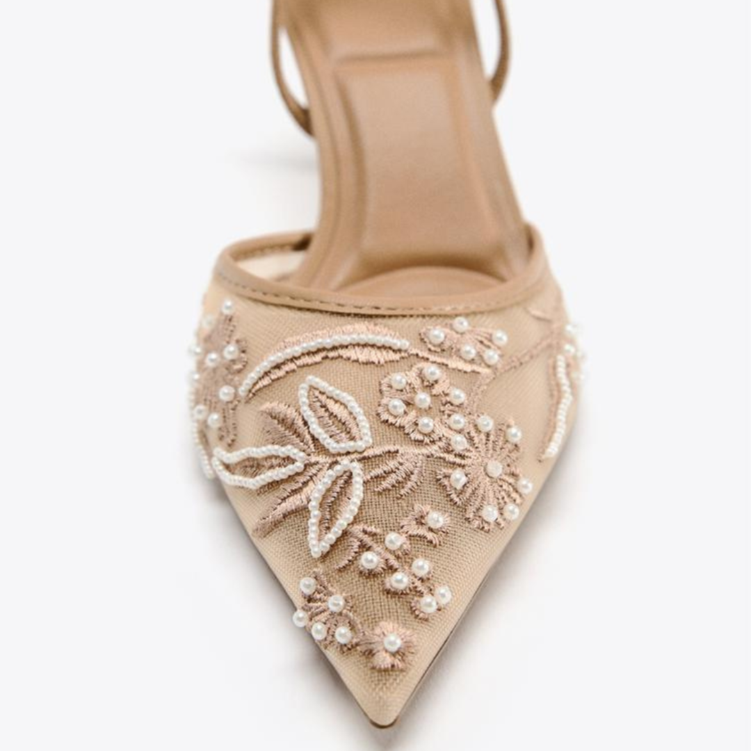 Luxury Embroidered Slingback- Beige