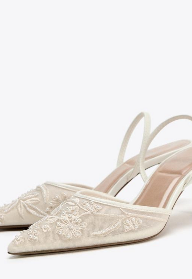 Luxury Embroidered Slingback- White Leemon Pakistan