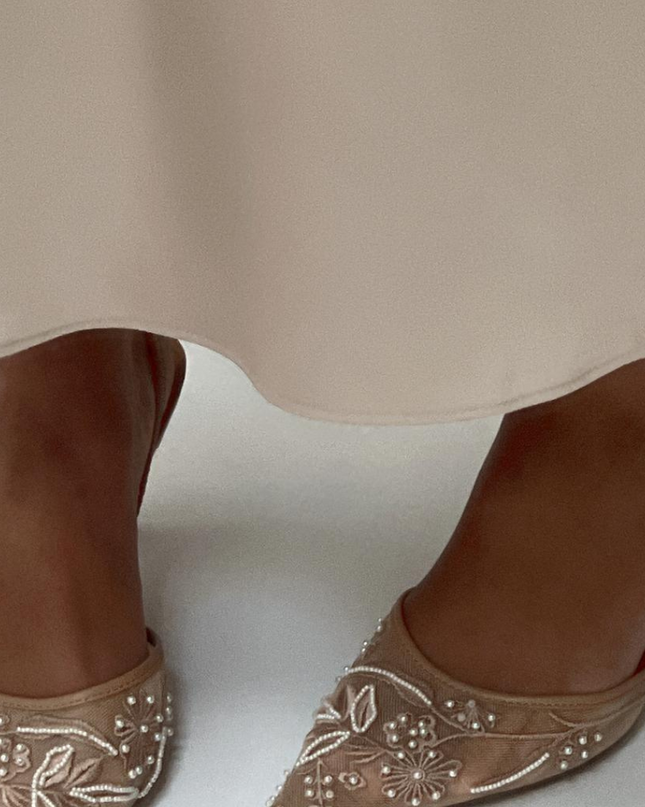 Luxury Embroidered Slingback- Beige