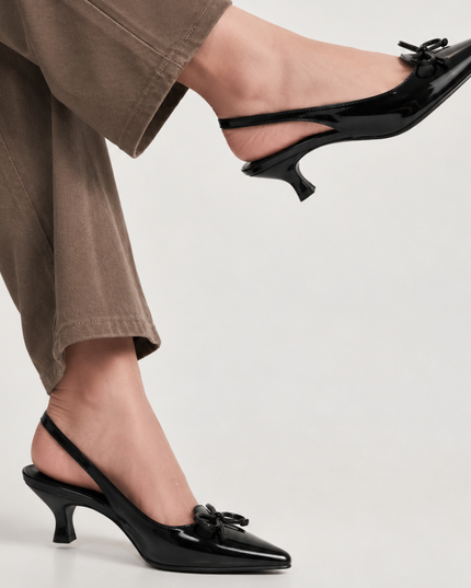 Bow Patent Heels- Black