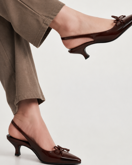 Bow Patent Heels- Brown