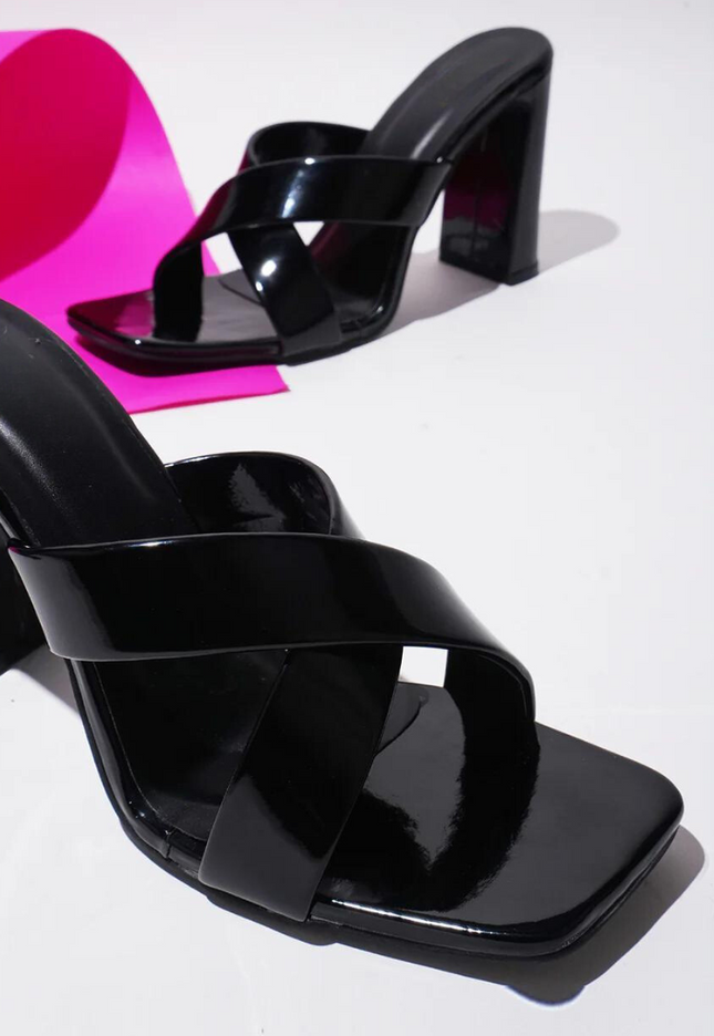 Ava Crisscross Heeled Sandal - Black