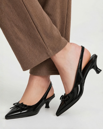 Bow Patent Heels- Black