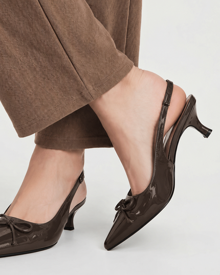 Bow Patent Heels- Brown