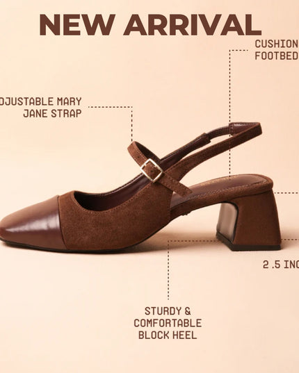Luna Slingback Block Heels - Cocoa Grace