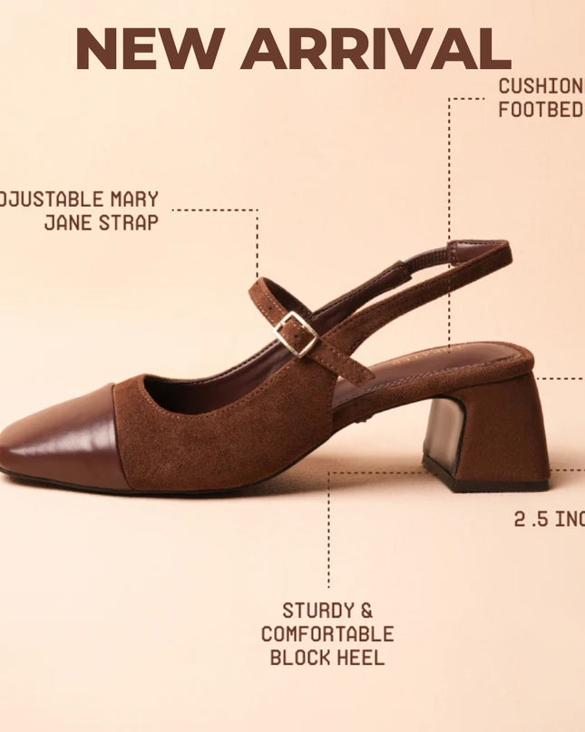 Luna Slingback Block Heels - Cocoa Grace