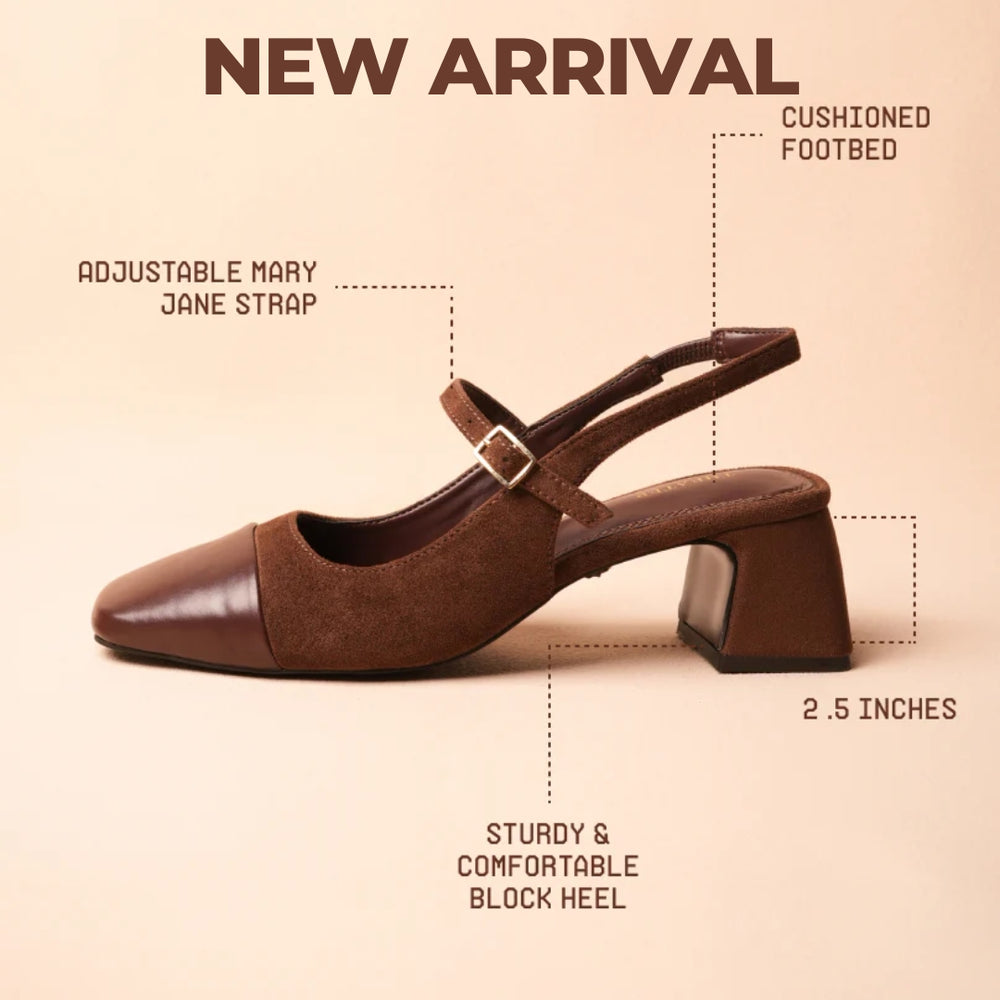 Luna Slingback Block Heels - Cocoa Grace