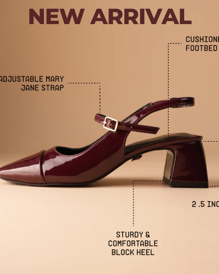 Luna Slingback Block Heels - Vintage Wine