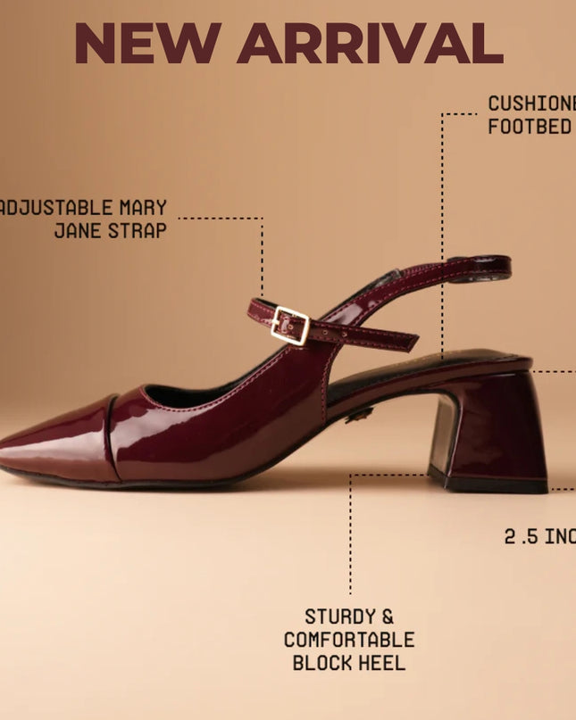 Luna Slingback Block Heels - Vintage Wine
