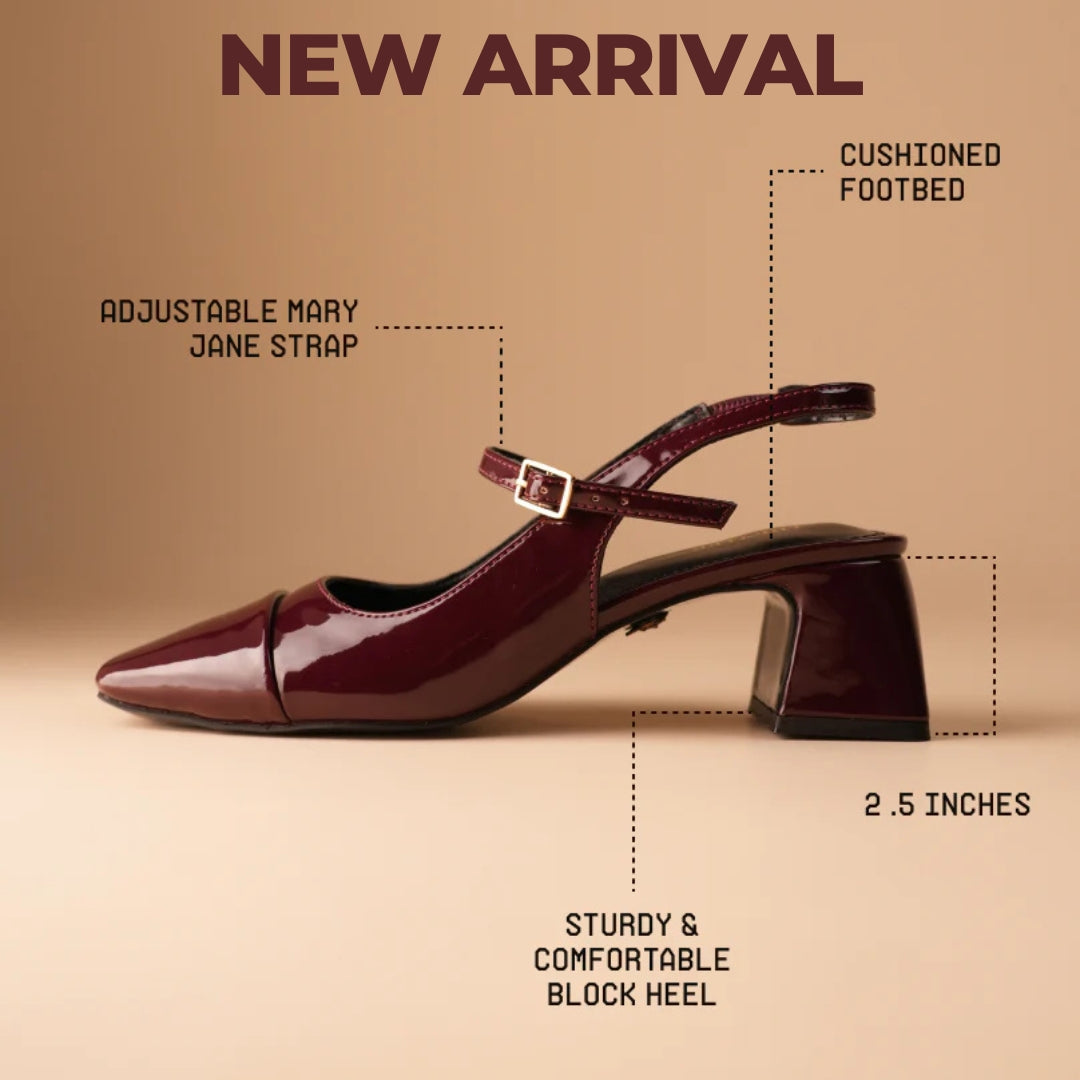 Luna Slingback Block Heels - Vintage Wine