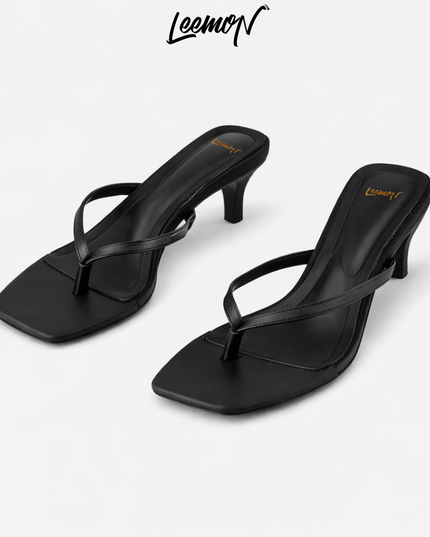 Kitten Heel Sandals-Black