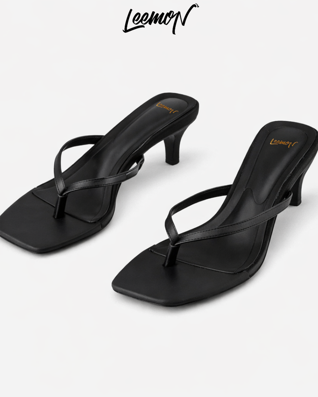 Kitten Heel Sandals-Black