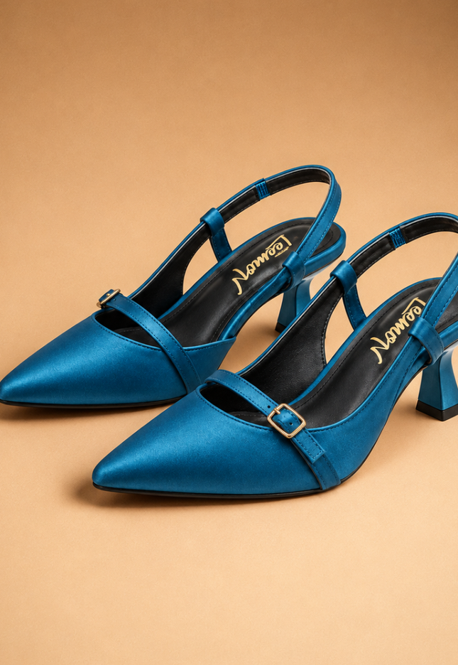 Serena Pointed Toe Heels – Peacock Blue Leemon Pakistan