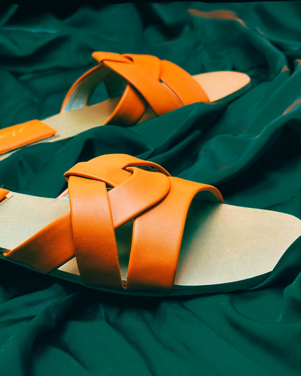 Crisscross Comfort Slides - Orange