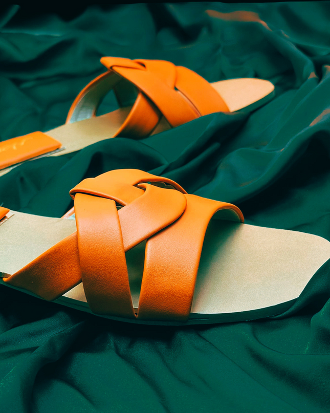 Crisscross Comfort Slides - Orange