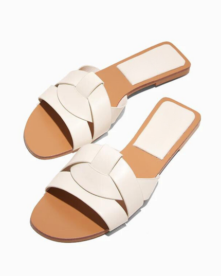 Crisscross Comfort Slides- White