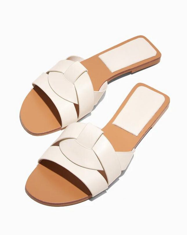 Crisscross Comfort Slides- White
