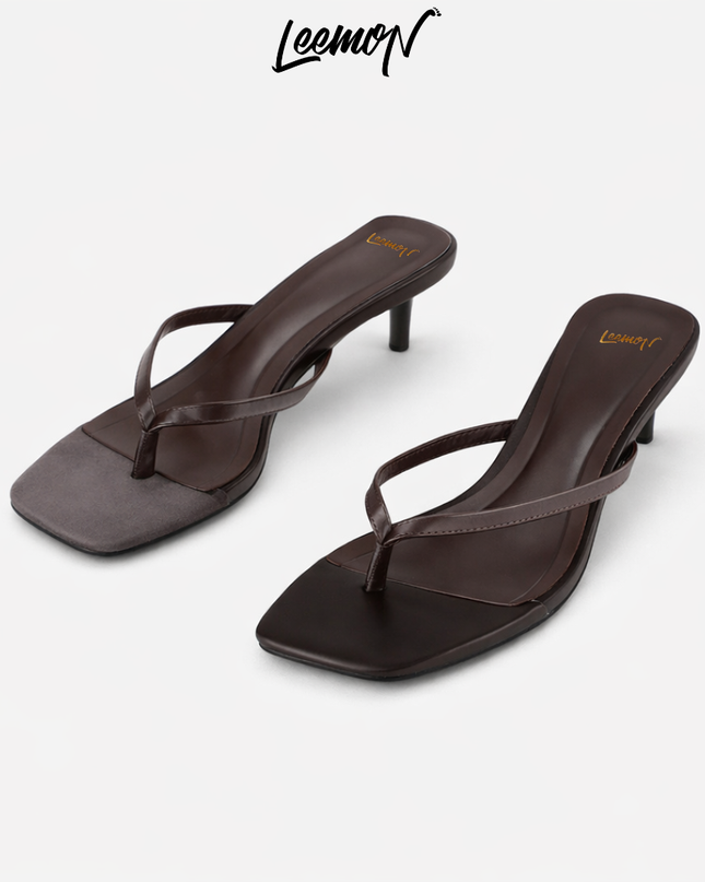 Kitten Heel Sandals- Brown