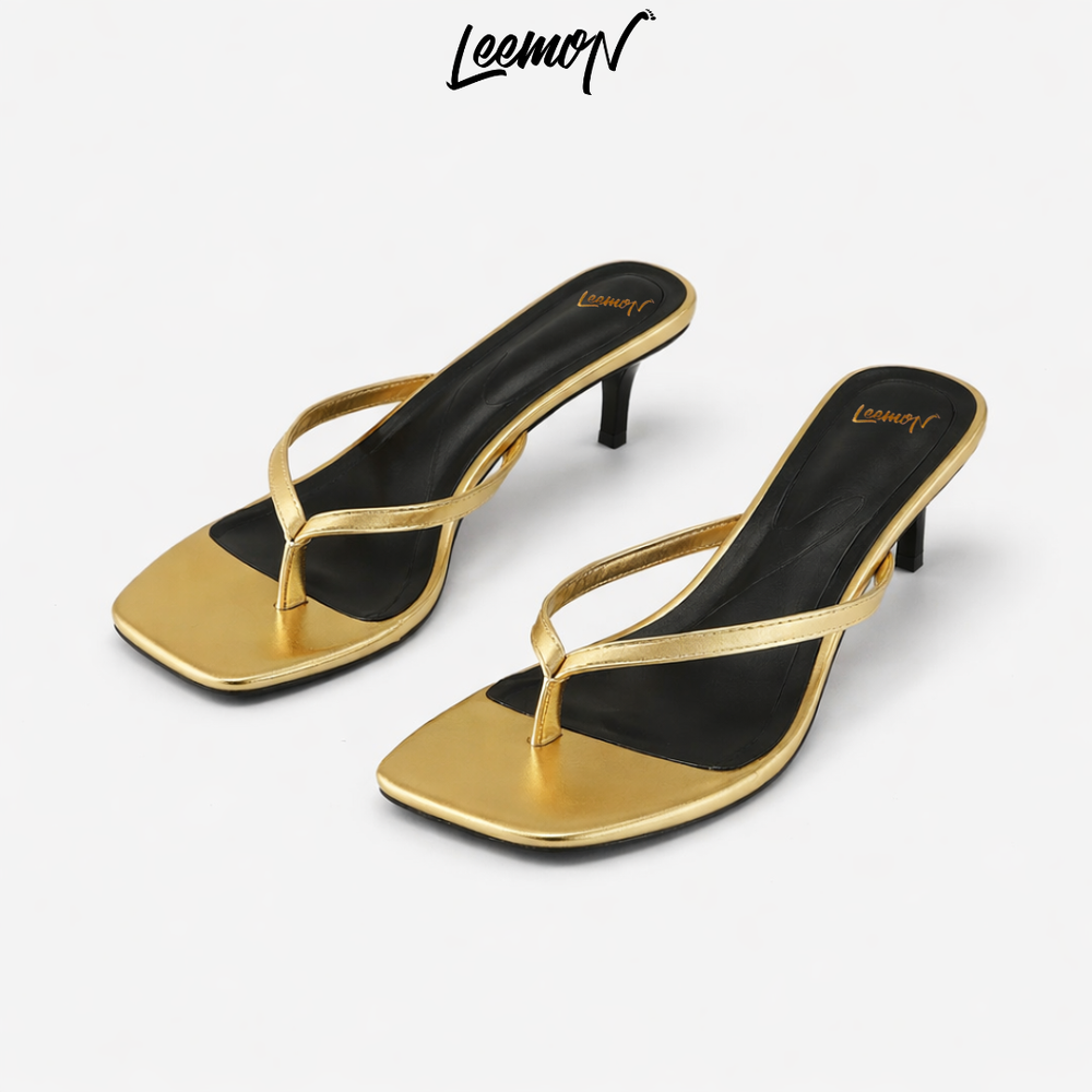 Kitten Heel Sandals-Golden